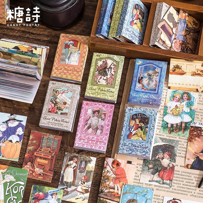 BULA 50 Pcs Vintage Stickers Book Decorative Diy Korean Stationery Diary Album Junk Journal Supplies Scrapbooking Ma